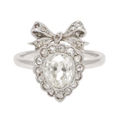 Antique Edwardian Diamond Bowed Heart Ring