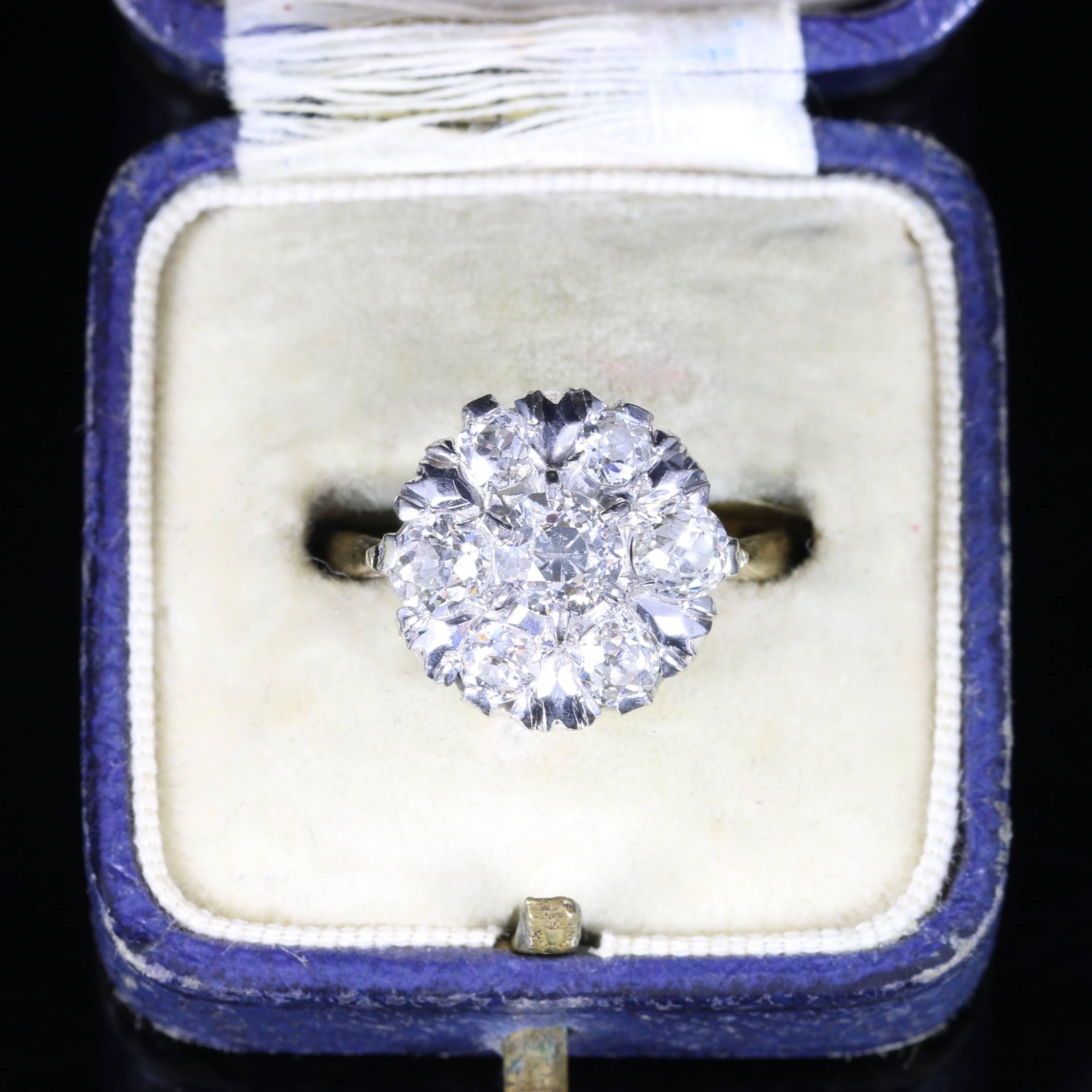 Antique Edwardian Diamond Cluster Ring 1.75 Carat of Diamonds, circa 1915 3