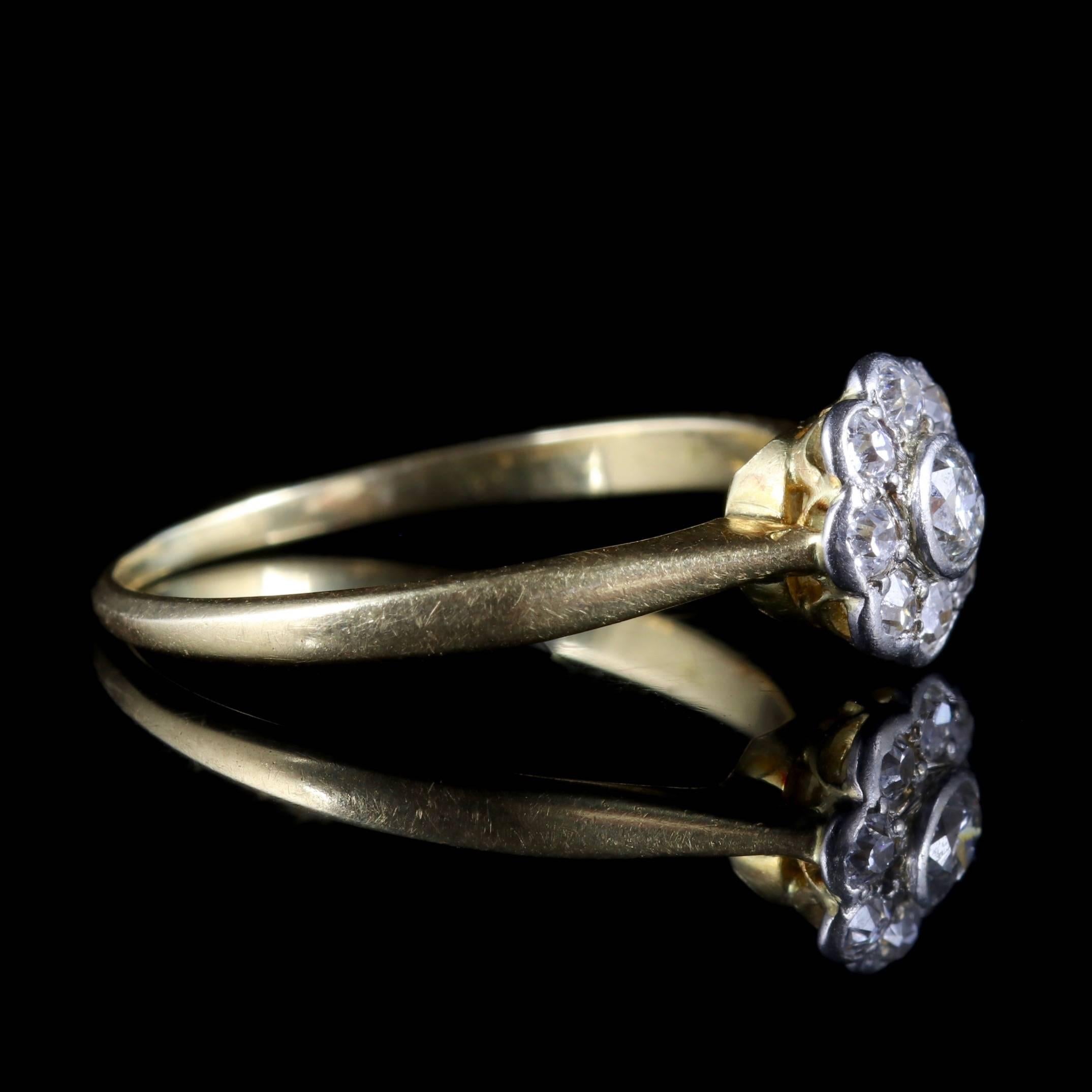 Women's Antique Edwardian Diamond Cluster Ring 18 Carat Gold, circa 1910