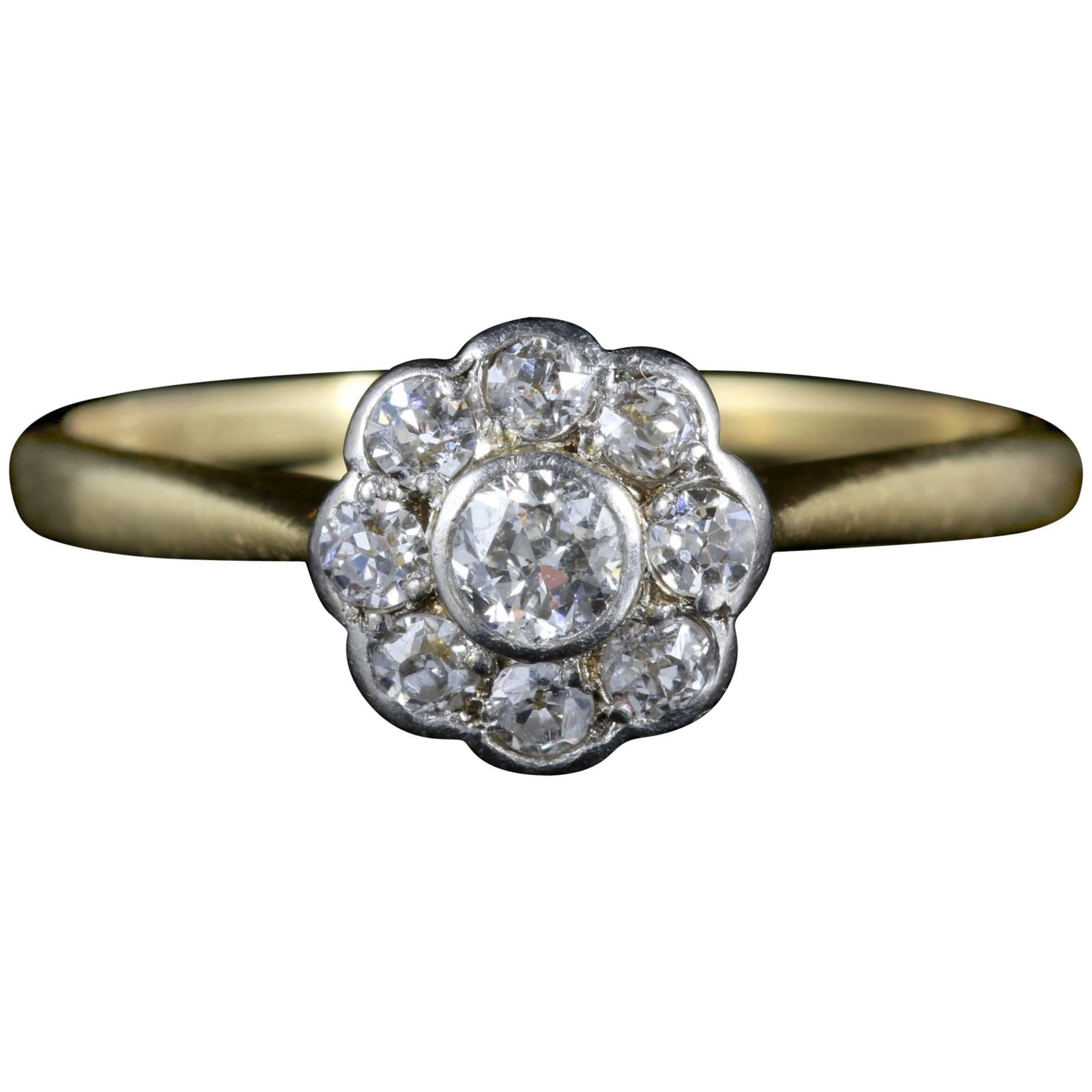 Antique Edwardian Diamond Cluster Ring 18 Carat Gold, circa 1910