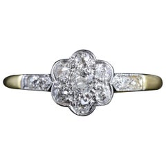 Antique Edwardian Diamond Cluster Ring 18 Carat Platinum, circa 1915