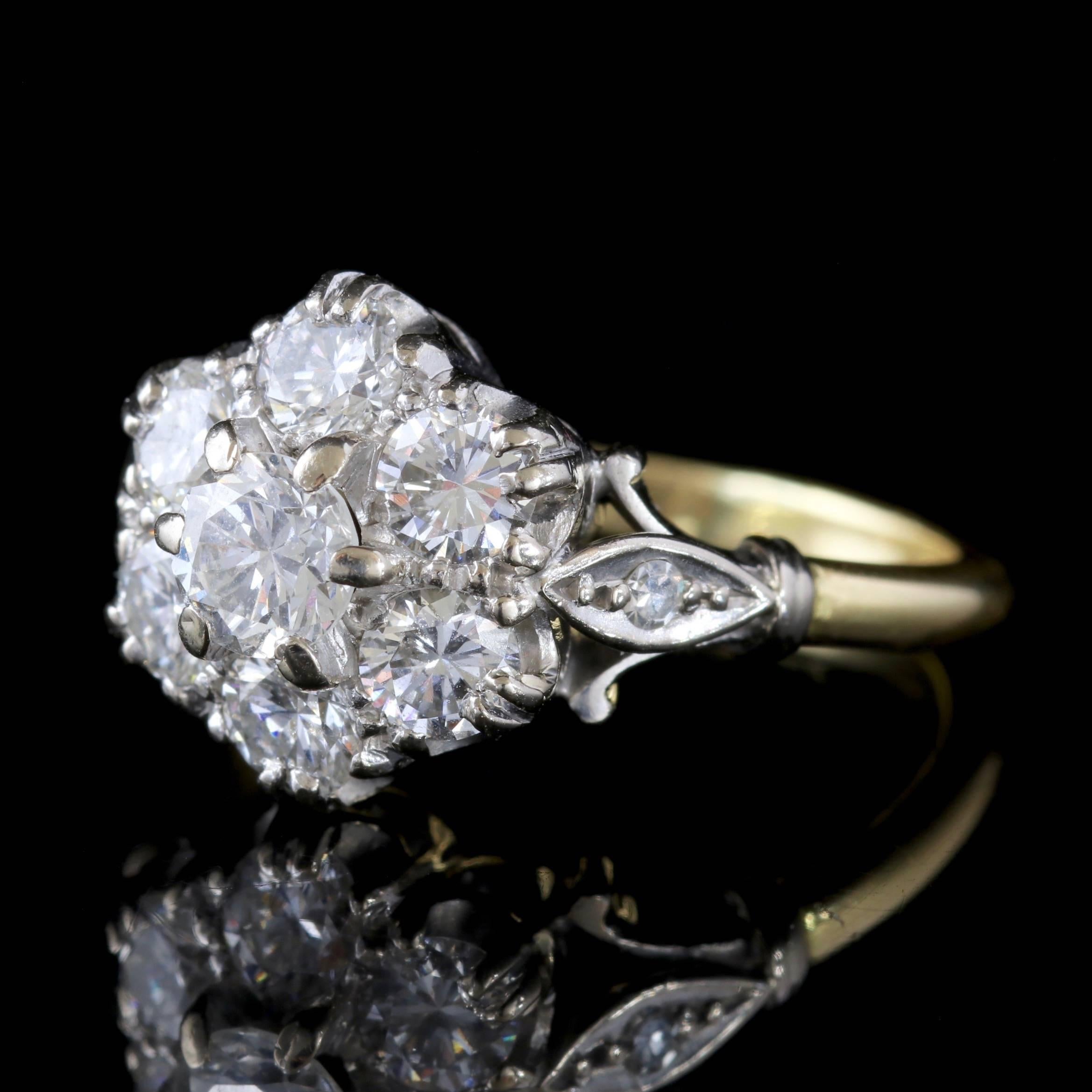 To read more please click continue reading below-

This stunning Antique 18ct Gold, Diamond cluster ring is Edwardian, Circa 1915.

The ring boasts a fabulous 0.43ct Diamond in the centre with six outer Diamonds which measure 0.18ct each. 

The