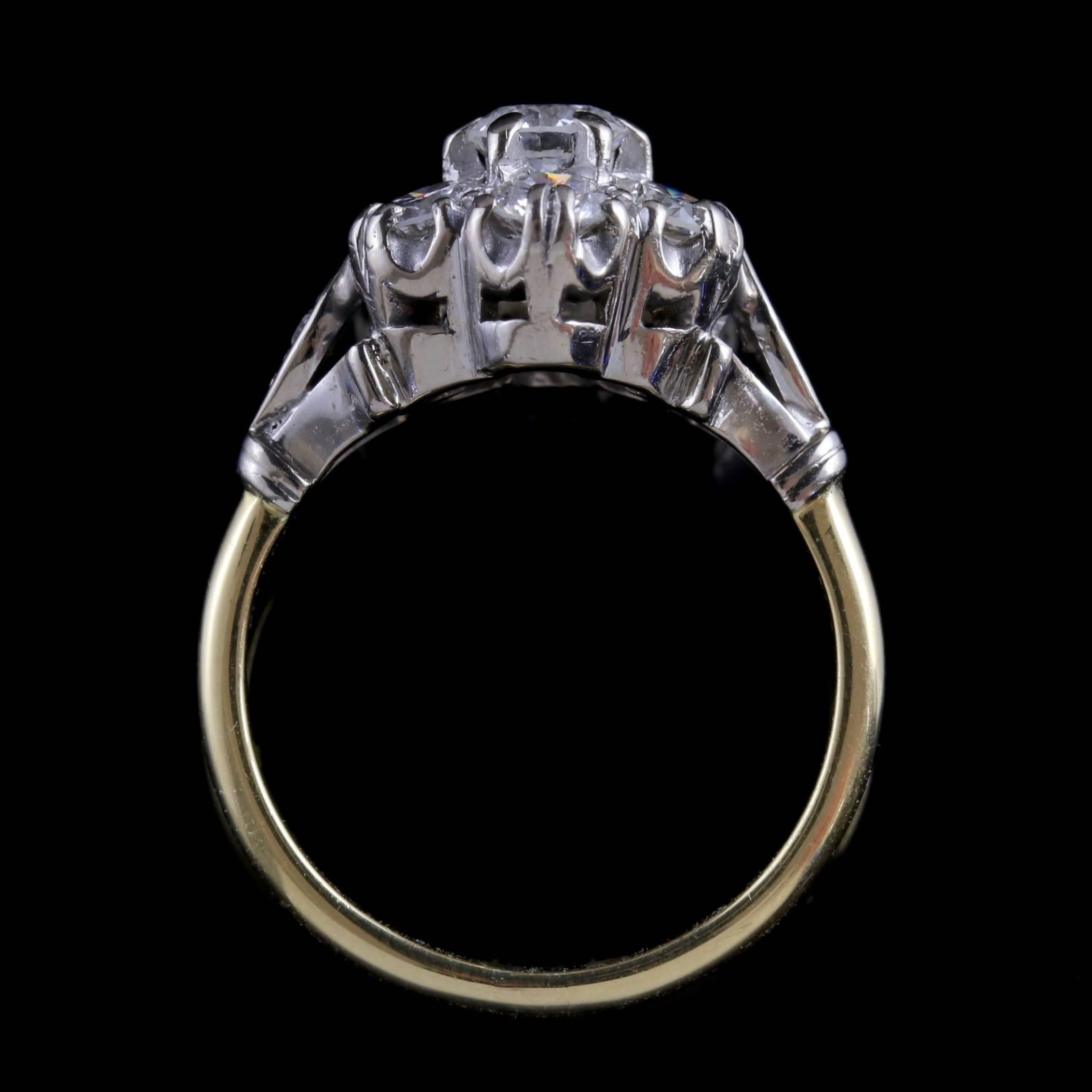 Antique Edwardian Diamond Cluster Ring 18 Carat Gold Platinum, circa 1915 2