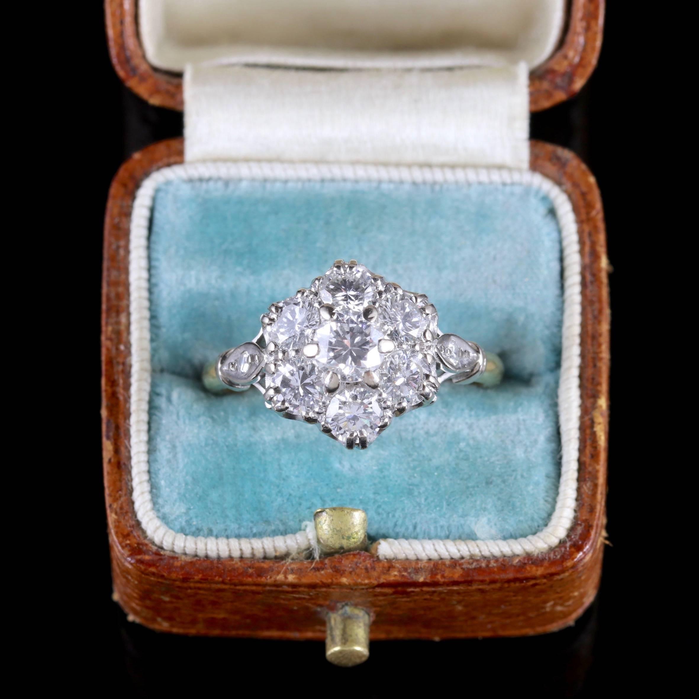 Antique Edwardian Diamond Cluster Ring 18 Carat Gold Platinum, circa 1915 3