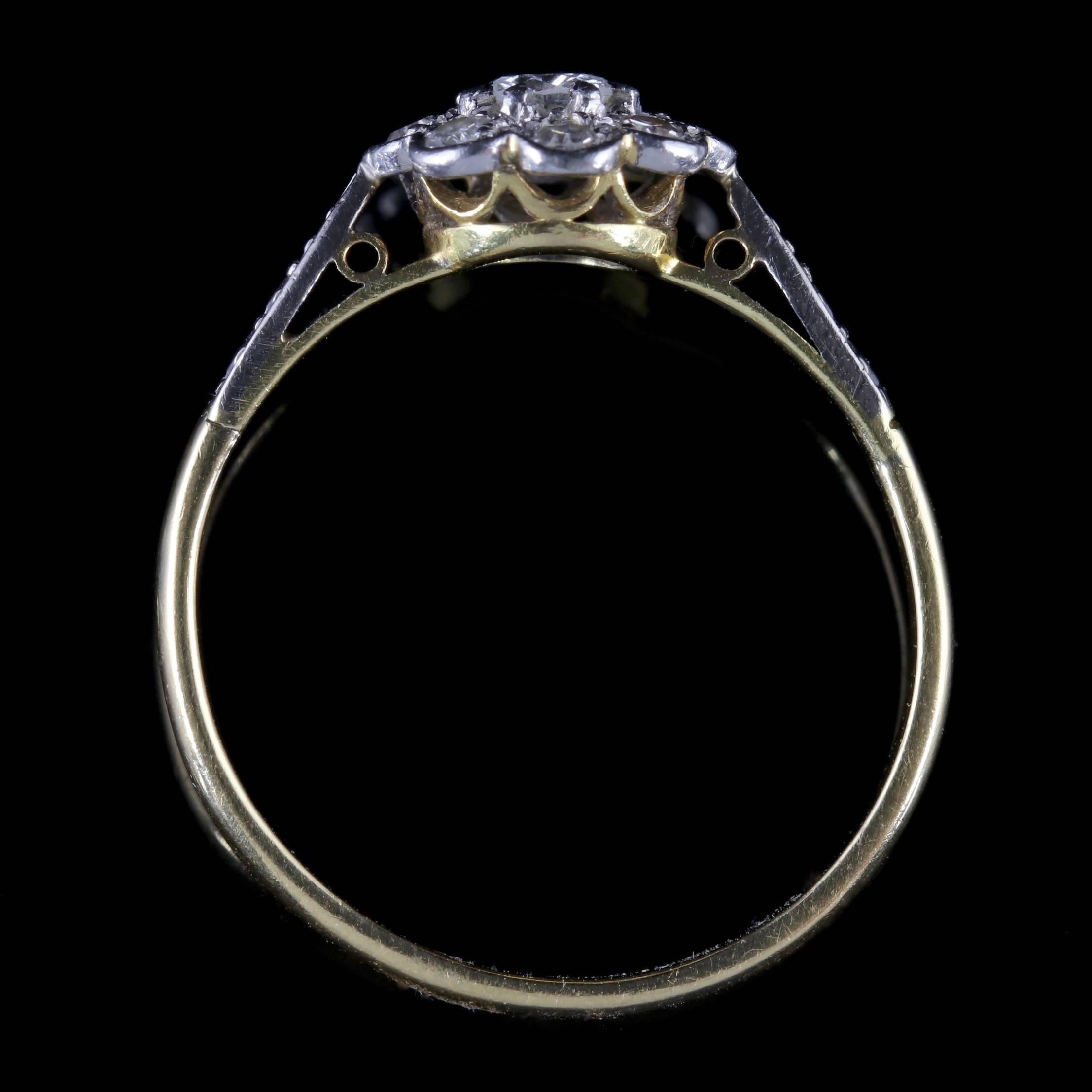 Antique Edwardian Diamond Cluster Ring Platinum 18 Carat Gold, circa 1915 2