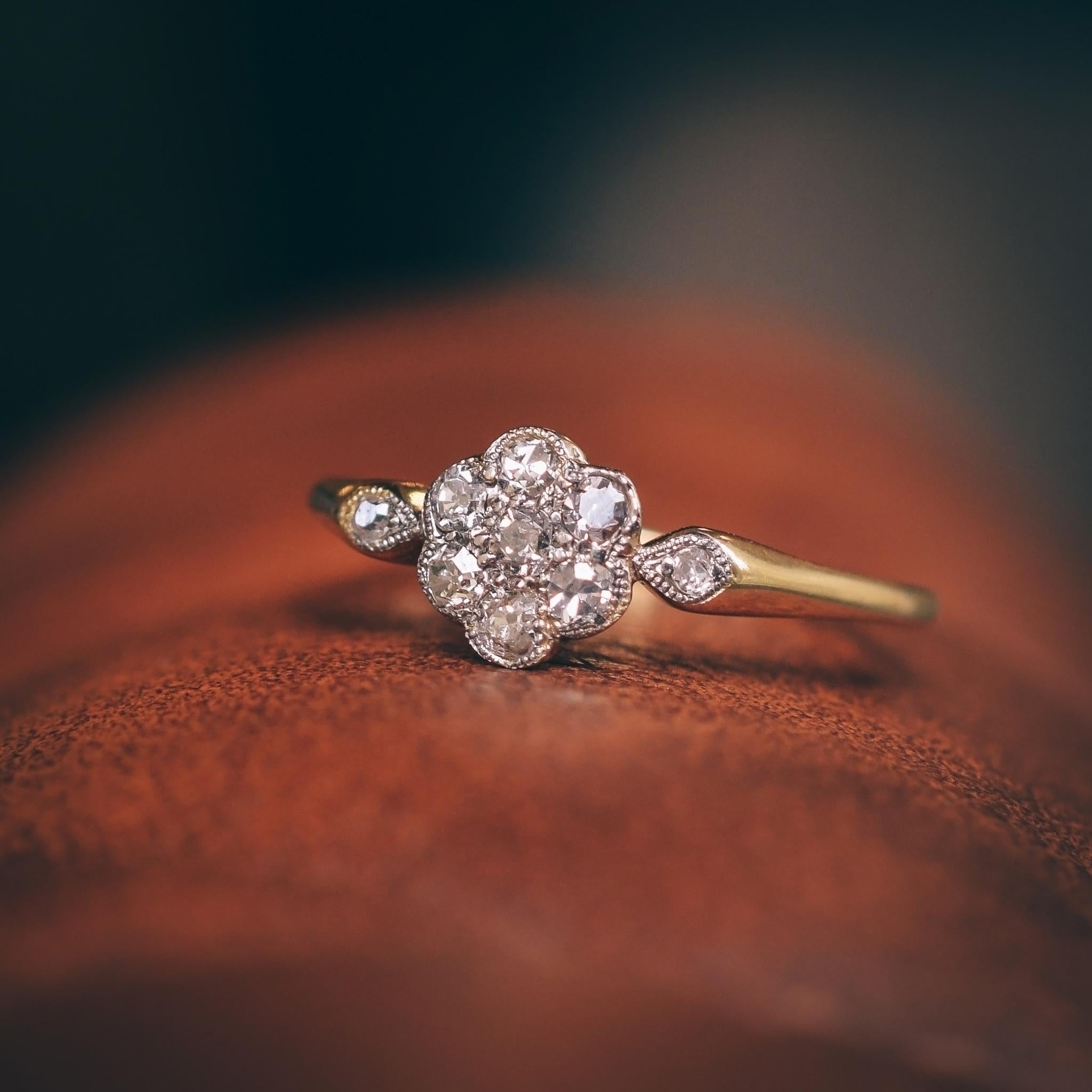 Antique Edwardian Diamond Daisy Ring 2