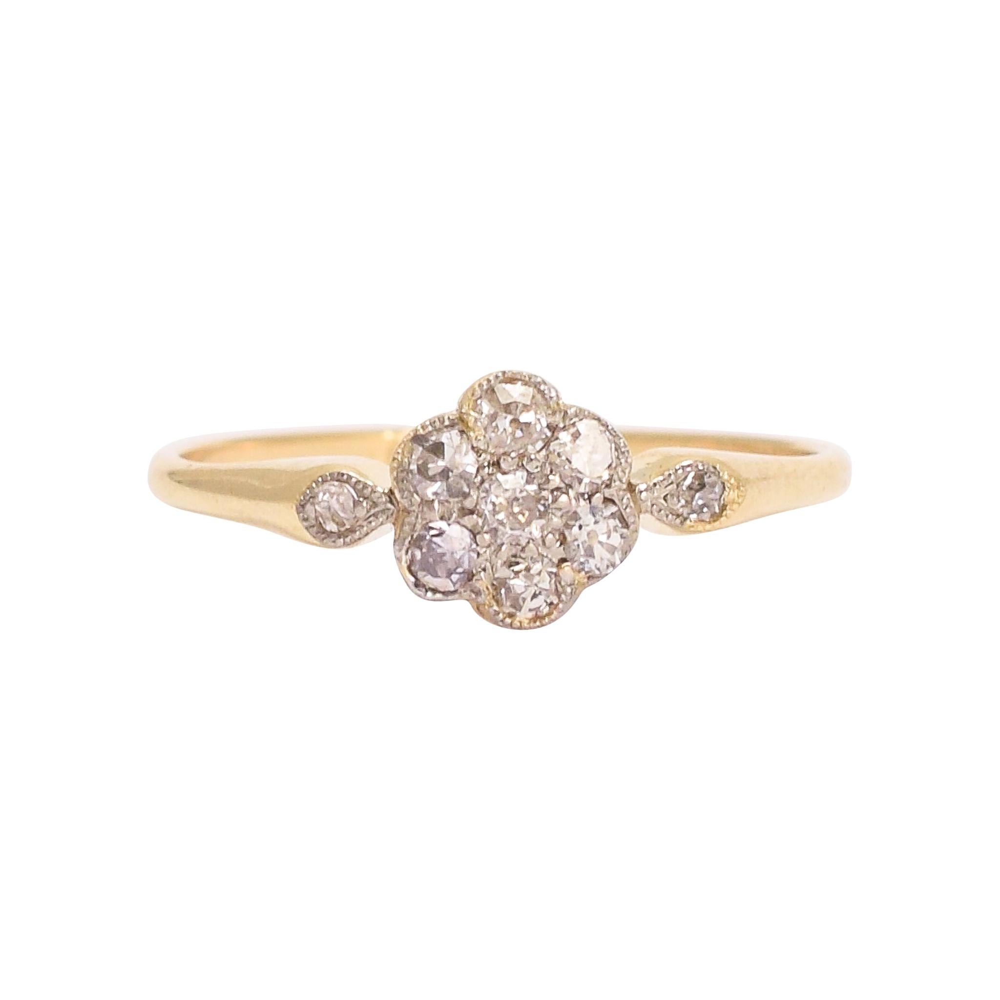 Antique Edwardian Diamond Daisy Ring