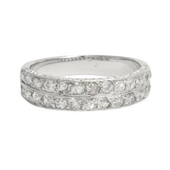 Antique Edwardian Diamond Double Row Platinum Ring