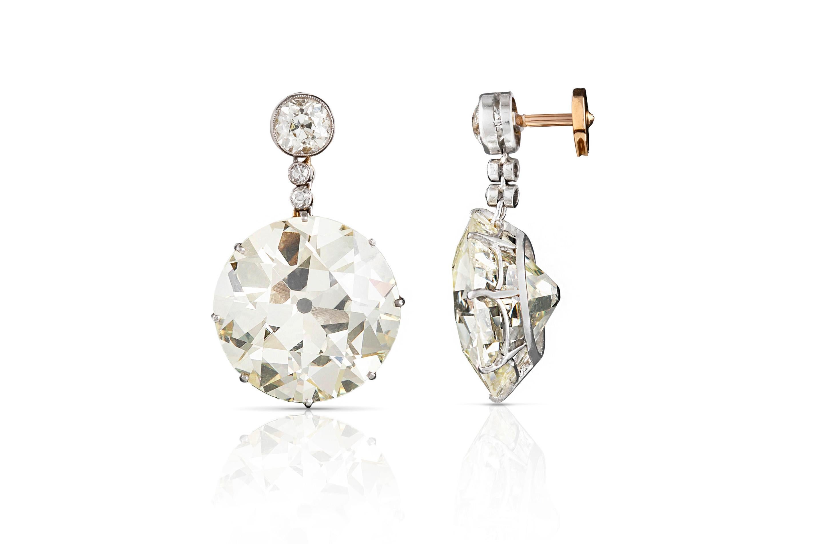 Antique Edwardian Diamond Drop Earrings In Good Condition In New York, NY