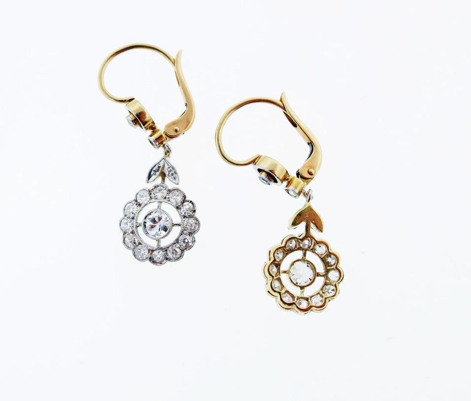 Belle Époque Antique Edwardian Diamond Earrings For Sale