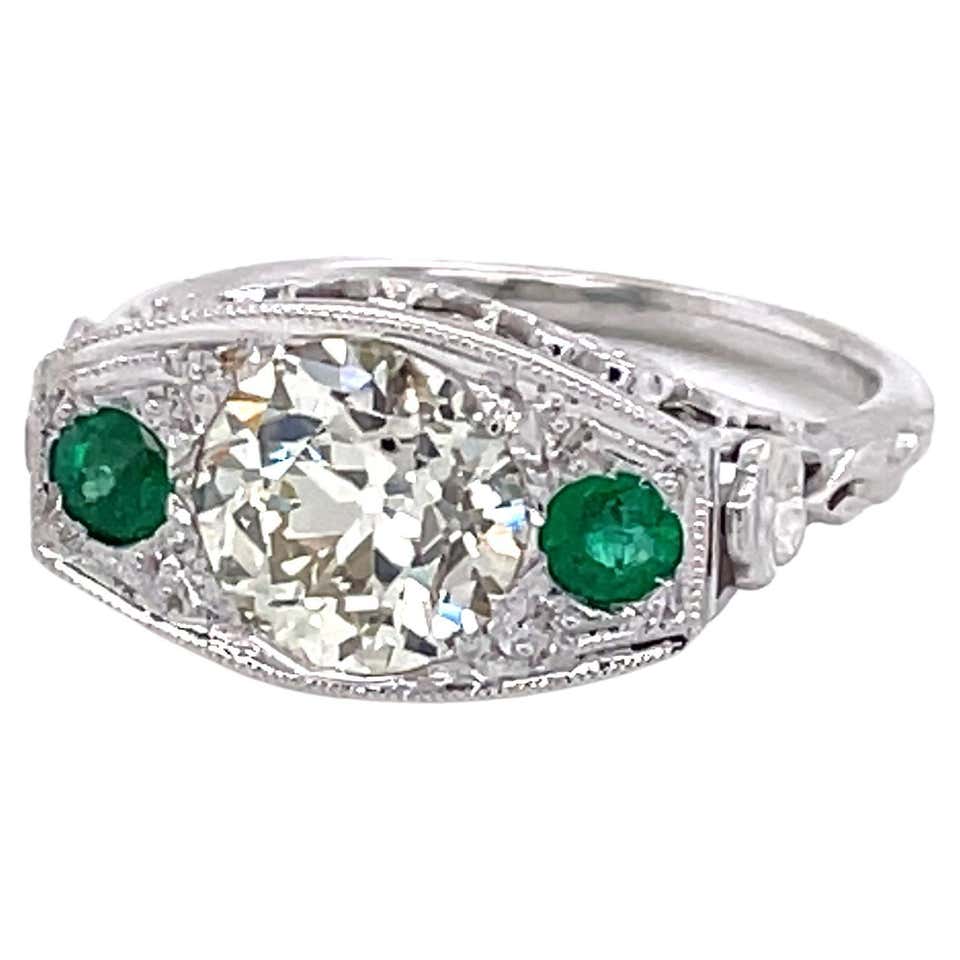 18 Karat White Gold Filigree Antique Style Diamond Ring For Sale at ...