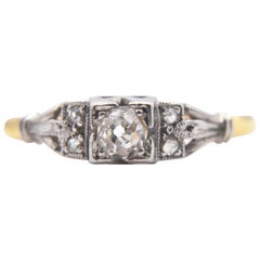 Antique Edwardian Diamond Engagement .25 Carat 18 Karat Gold Minecut Ring