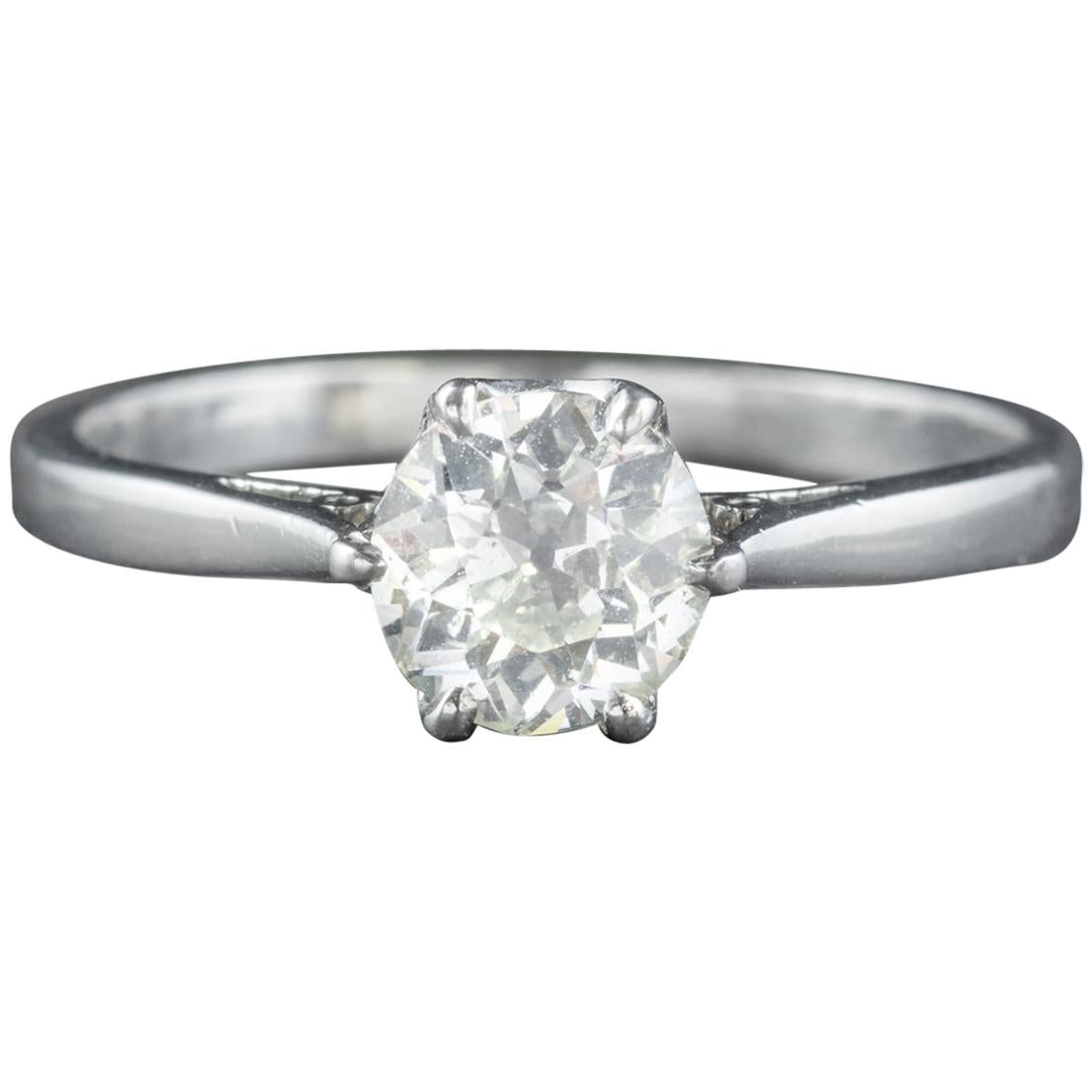 Antique Edwardian Diamond Platinum circa 1910 Engagement Ring