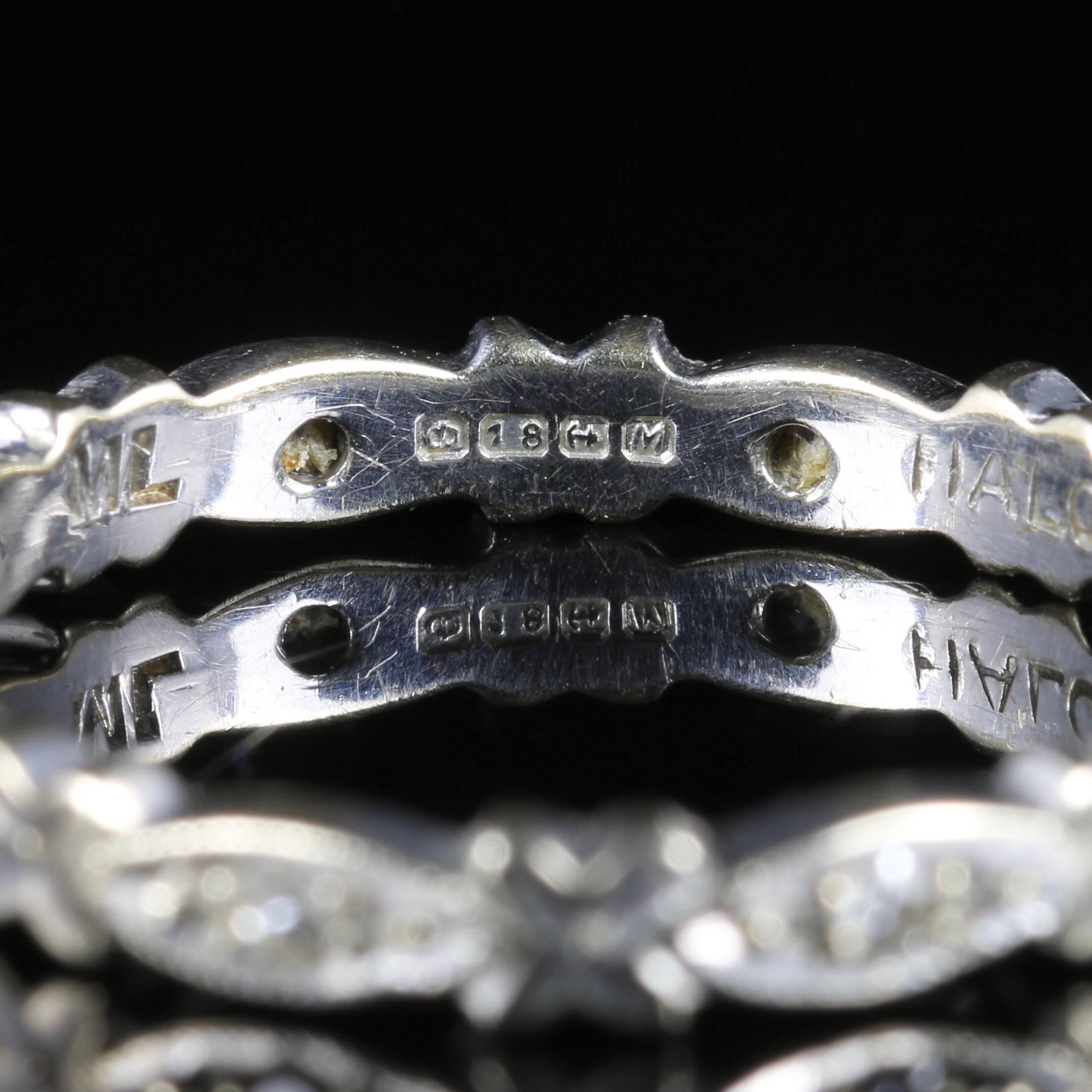 Antique Edwardian Diamond Eternity Ring 18 Carat White Gold, circa 1915 1
