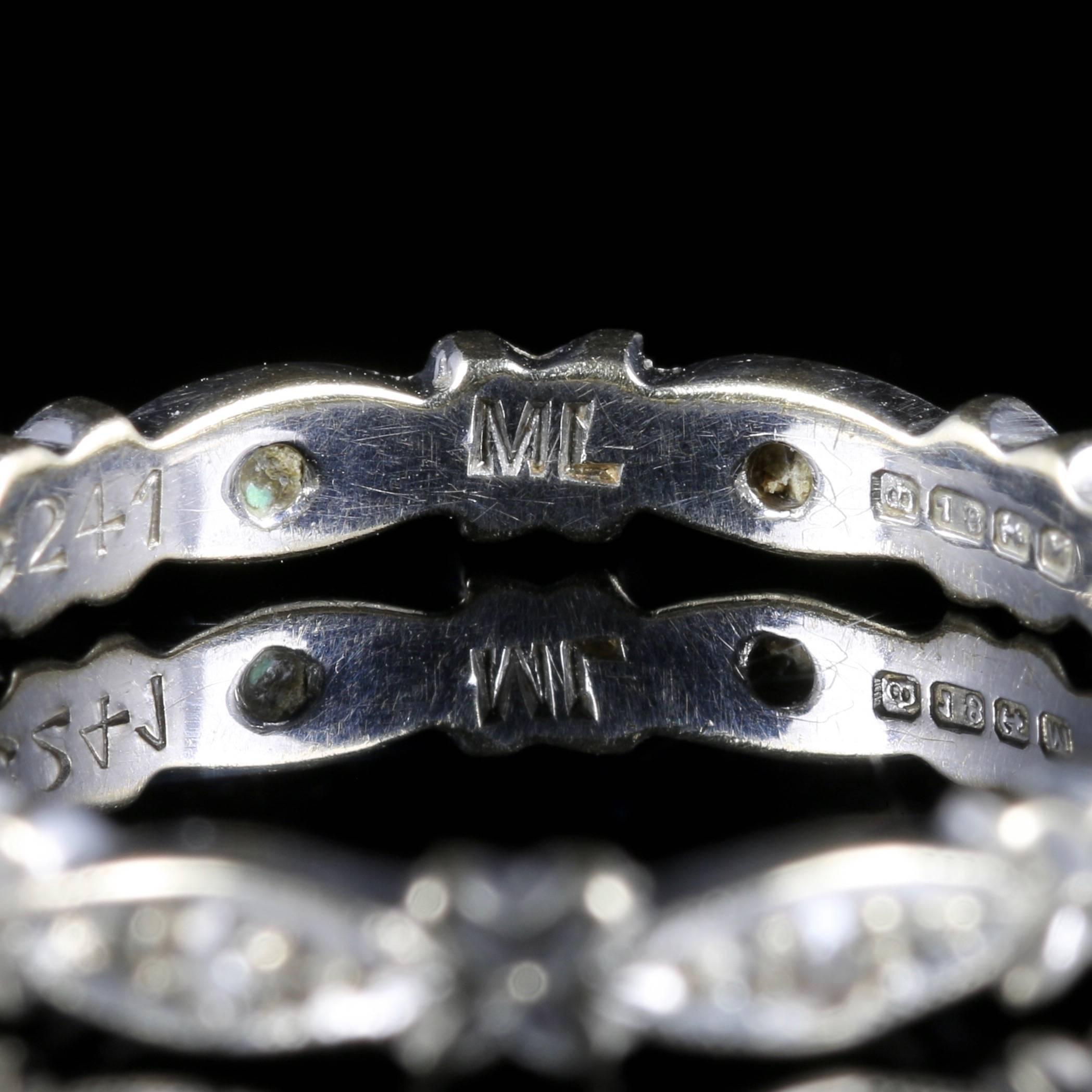 Antique Edwardian Diamond Eternity Ring 18 Carat White Gold, circa 1915 2