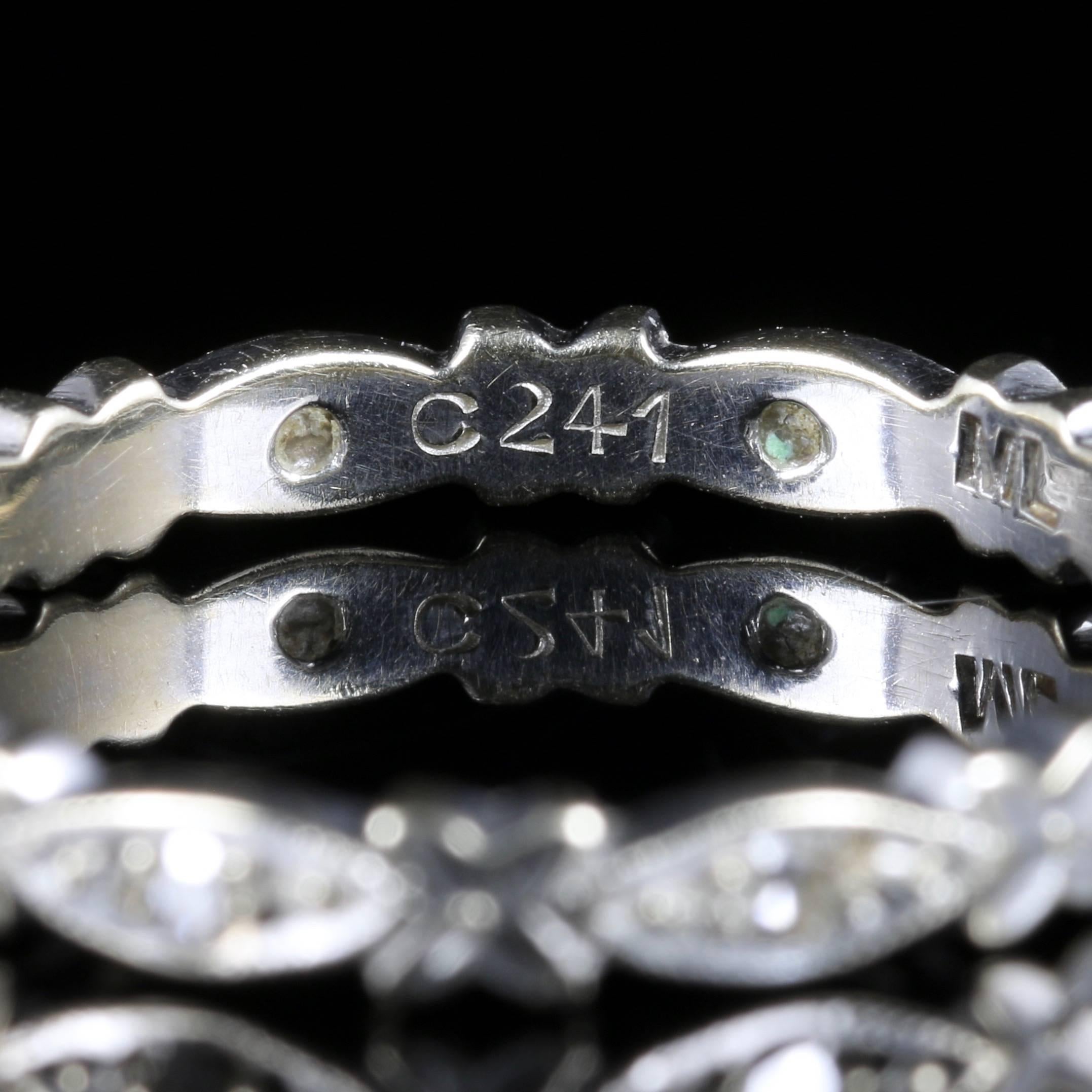 Antique Edwardian Diamond Eternity Ring 18 Carat White Gold, circa 1915 3