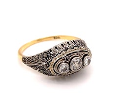 Antique Edwardian Diamond Filigree Platinum 18K Gold Ring