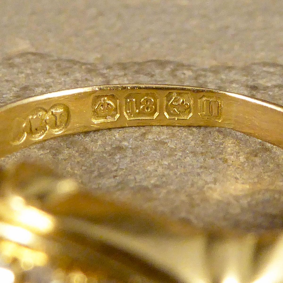 Antiker edwardianischer Diamant-Fischbootring mit fünf Steinen aus 18 Karat Gelbgold für Damen oder Herren
