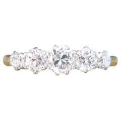 Antique Edwardian Diamond Five Stone Ring in 18ct Yellow Gold and Platinum