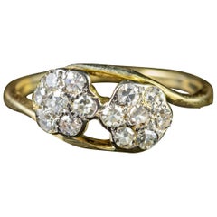 Antique Edwardian Diamond Flower Cluster Ring 18 Carat Gold, circa 1910