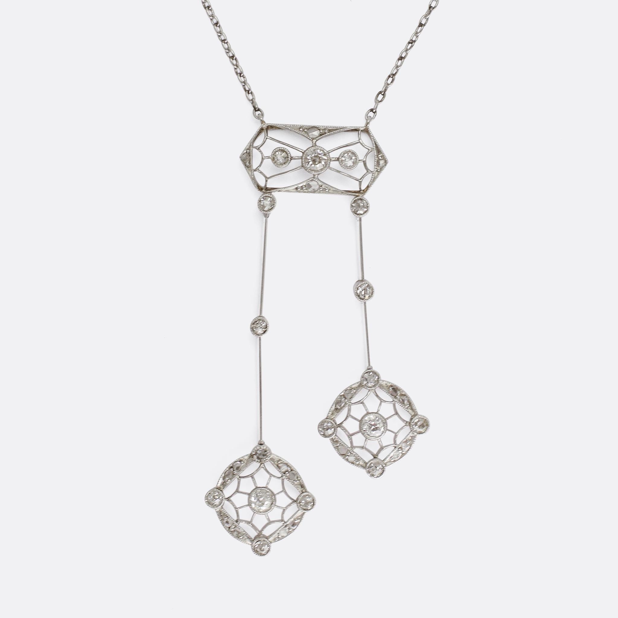 Women's Antique Edwardian Diamond Negligee Necklace