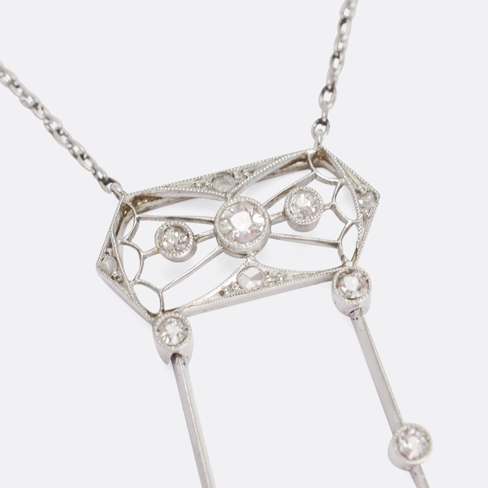 Antique Edwardian Diamond Negligee Necklace 1