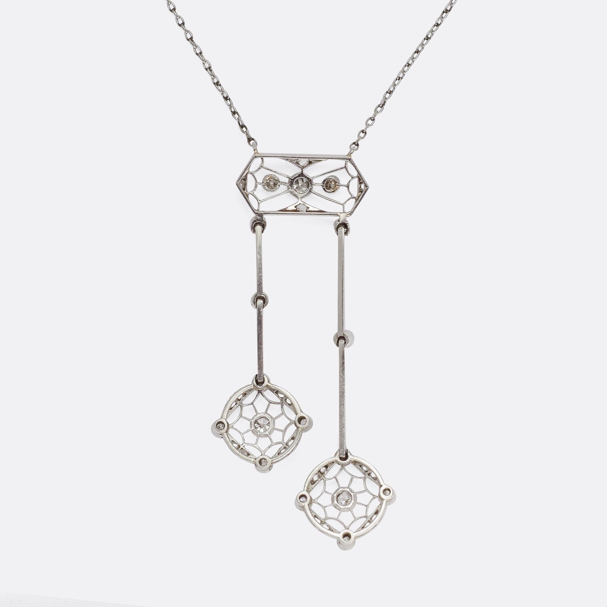 Antique Edwardian Diamond Negligee Necklace 2