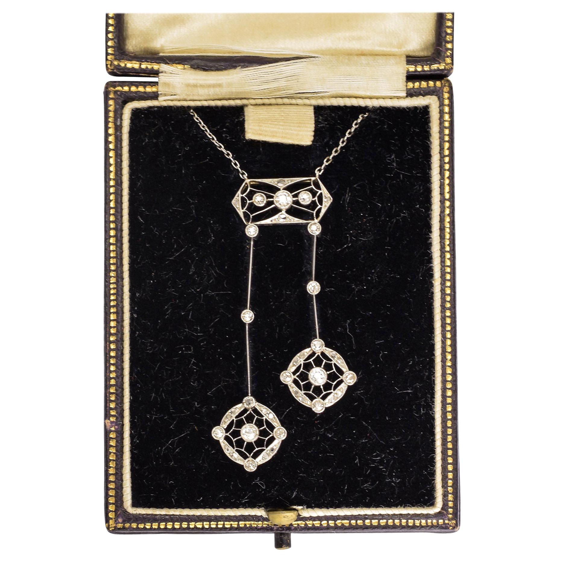 Antique Edwardian Diamond Negligee Necklace