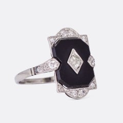 Antique Edwardian Diamond Onyx Panel Ring
