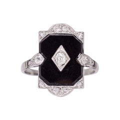 Antique Edwardian Diamond Onyx Panel Ring