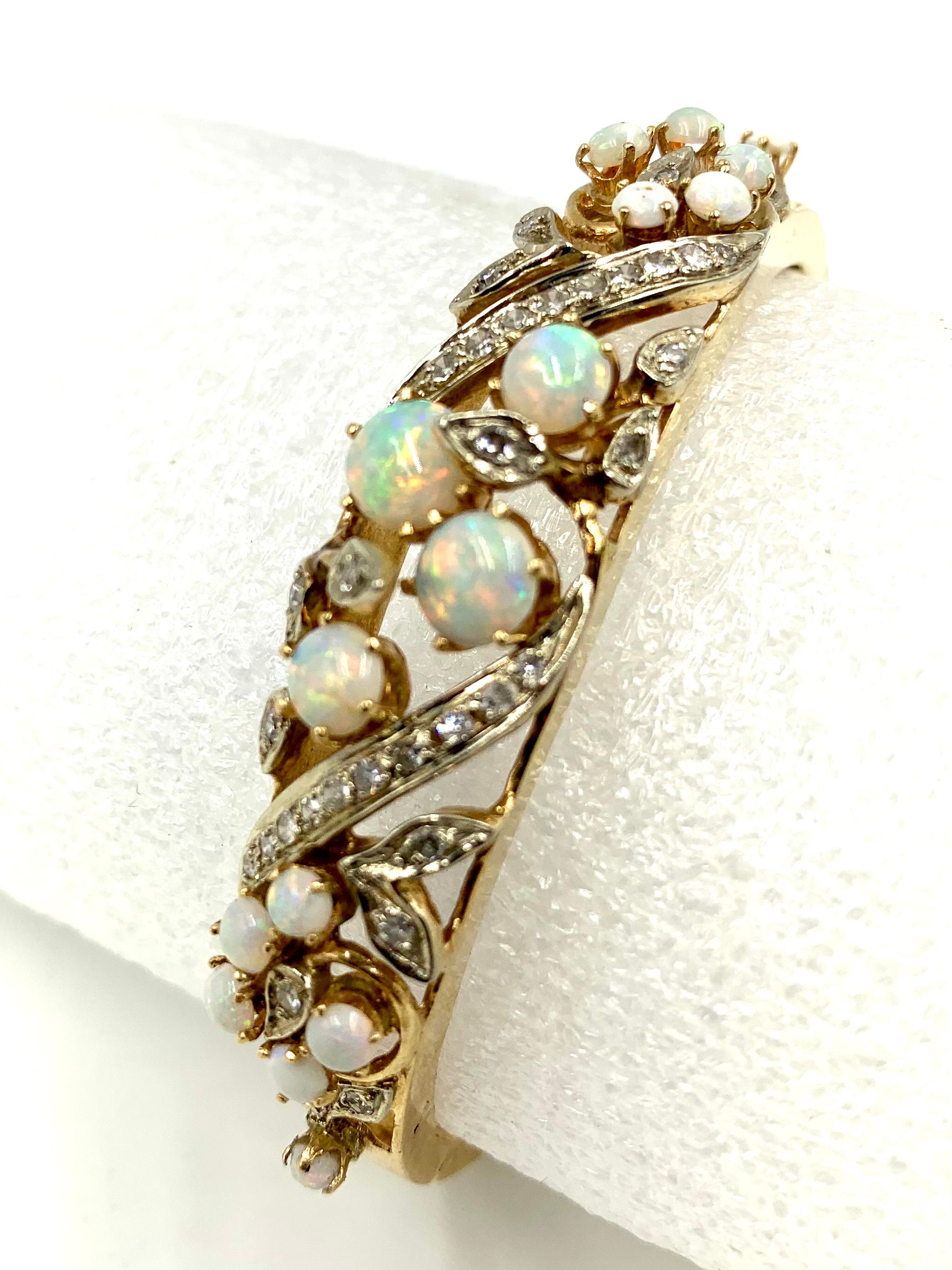 Antikes Edwardianisches Diamant-Opal-Armband aus 14K Gold im Angebot 8