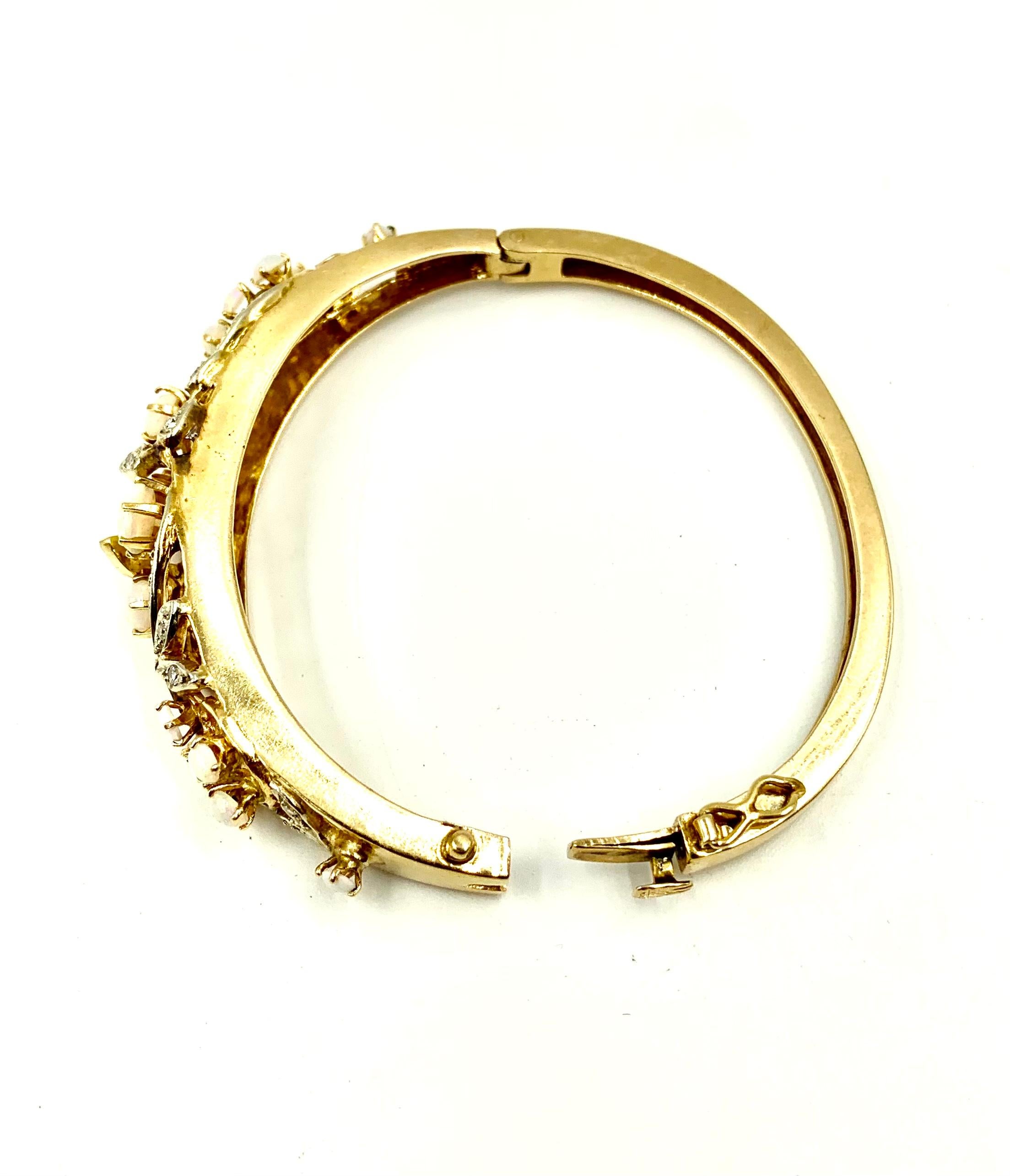 Antikes Edwardianisches Diamant-Opal-Armband aus 14K Gold im Angebot 4