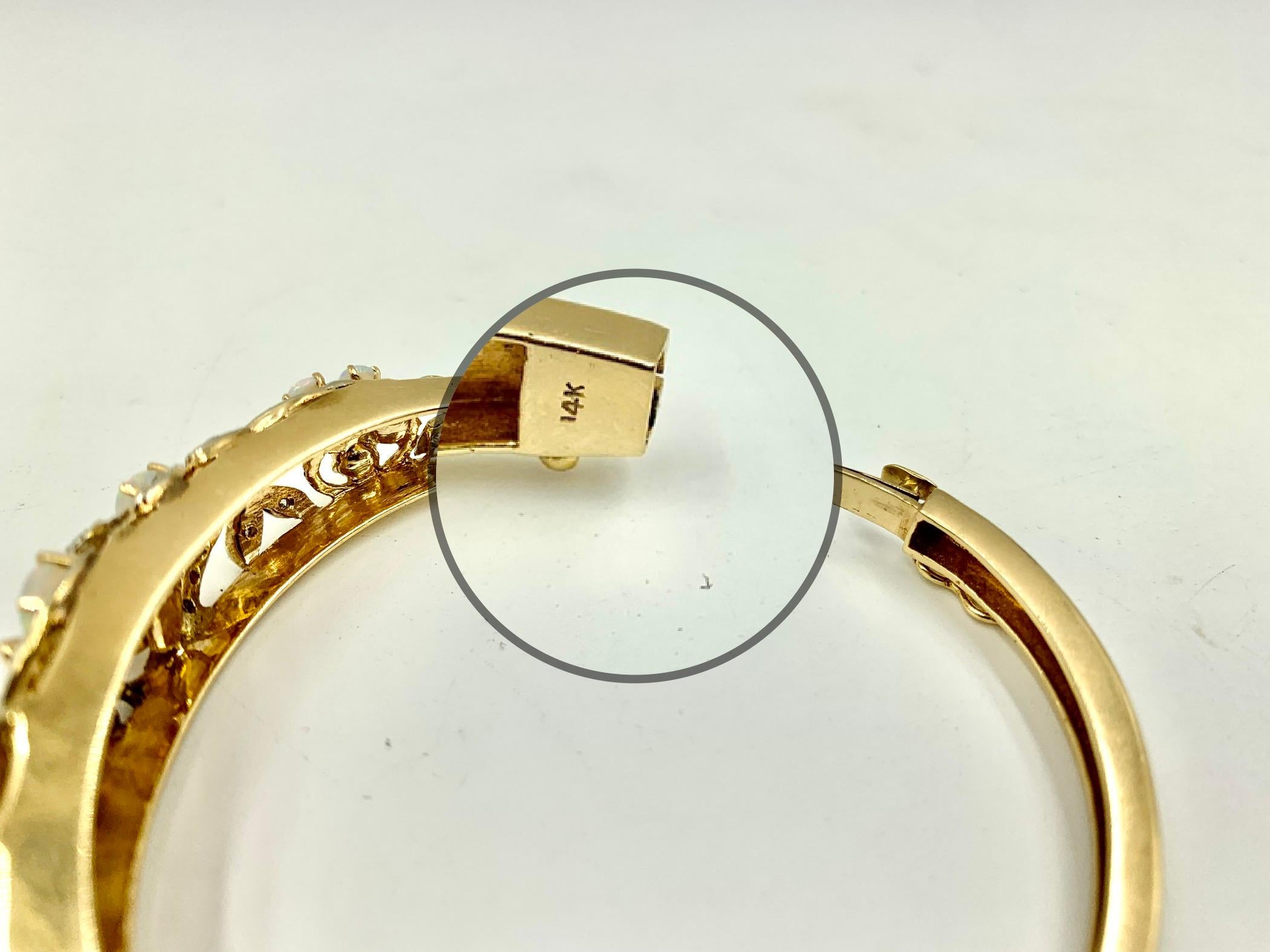 Antikes Edwardianisches Diamant-Opal-Armband aus 14K Gold im Angebot 5