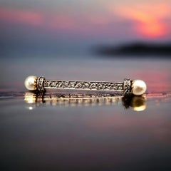 Antique Edwardian Diamond, Pearl Bar Brooch (Early 20th Century)