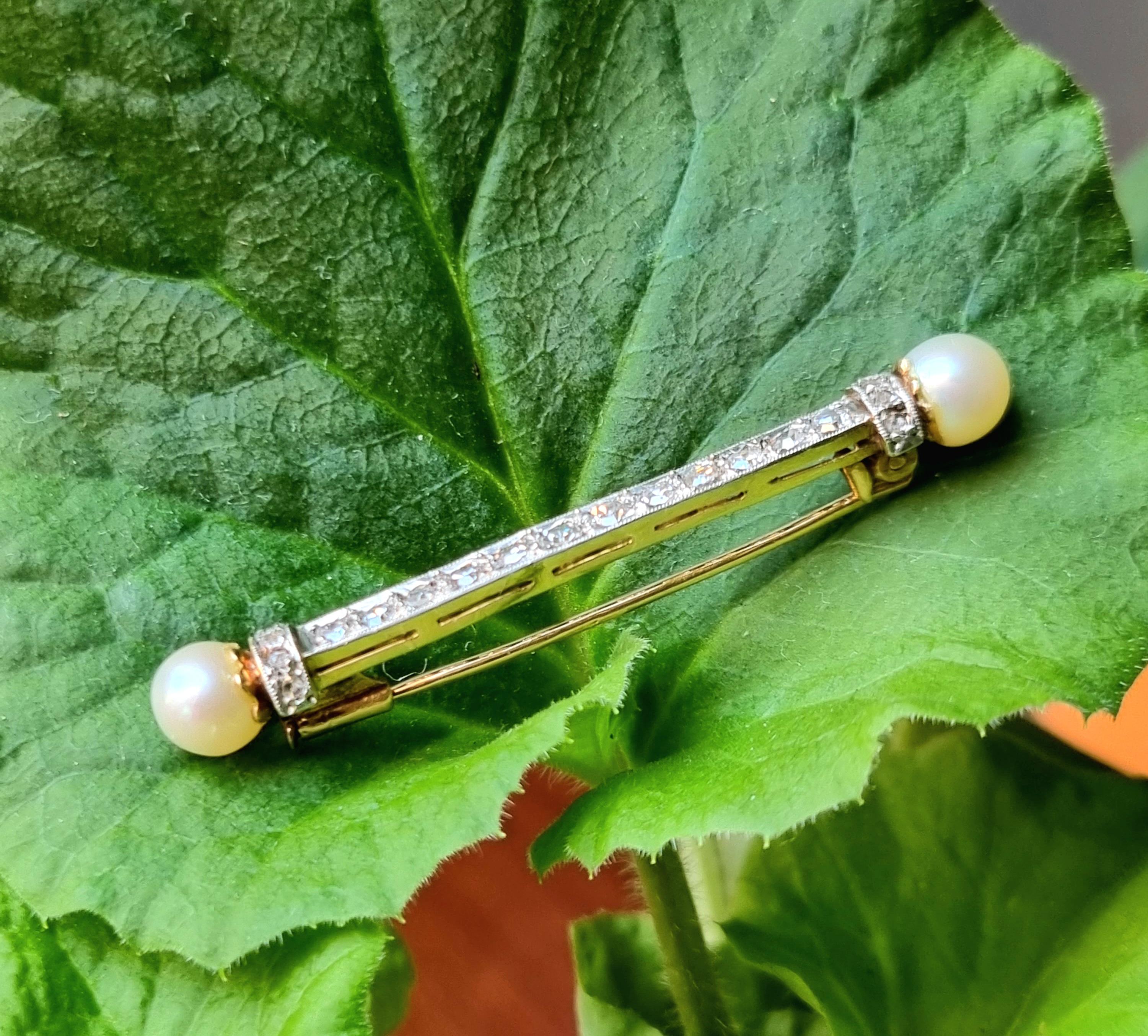 Antique Edwardian Diamond, Pearl Bar Brooch (Early 20th Century) For Sale 1