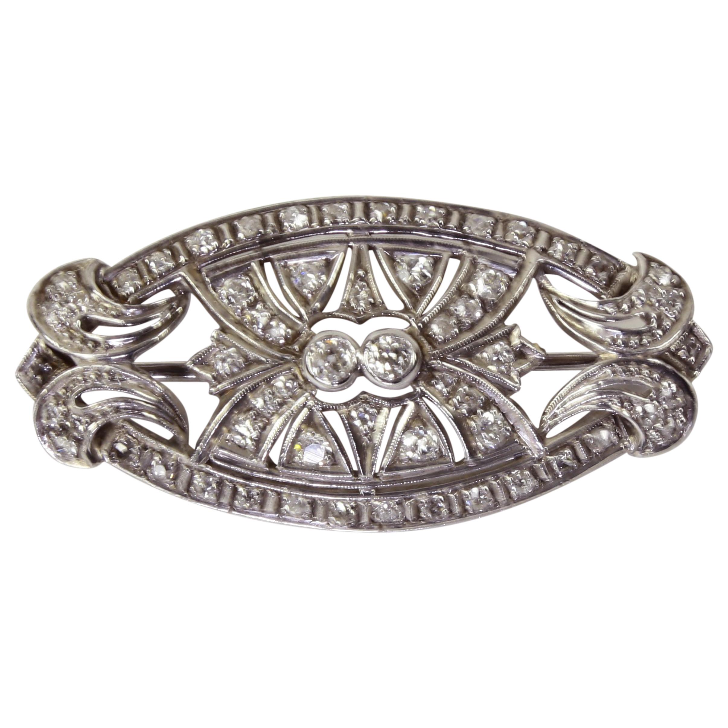 Antico ciondolo spilla di platino con diamante edoardiano Estate Jewelry
