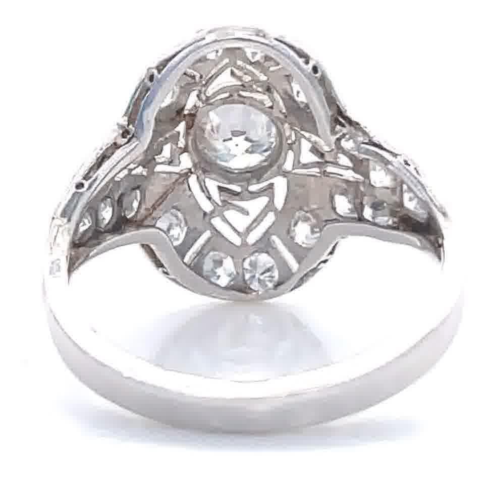 Women's Antique Edwardian Diamond Platinum Filigree Ring