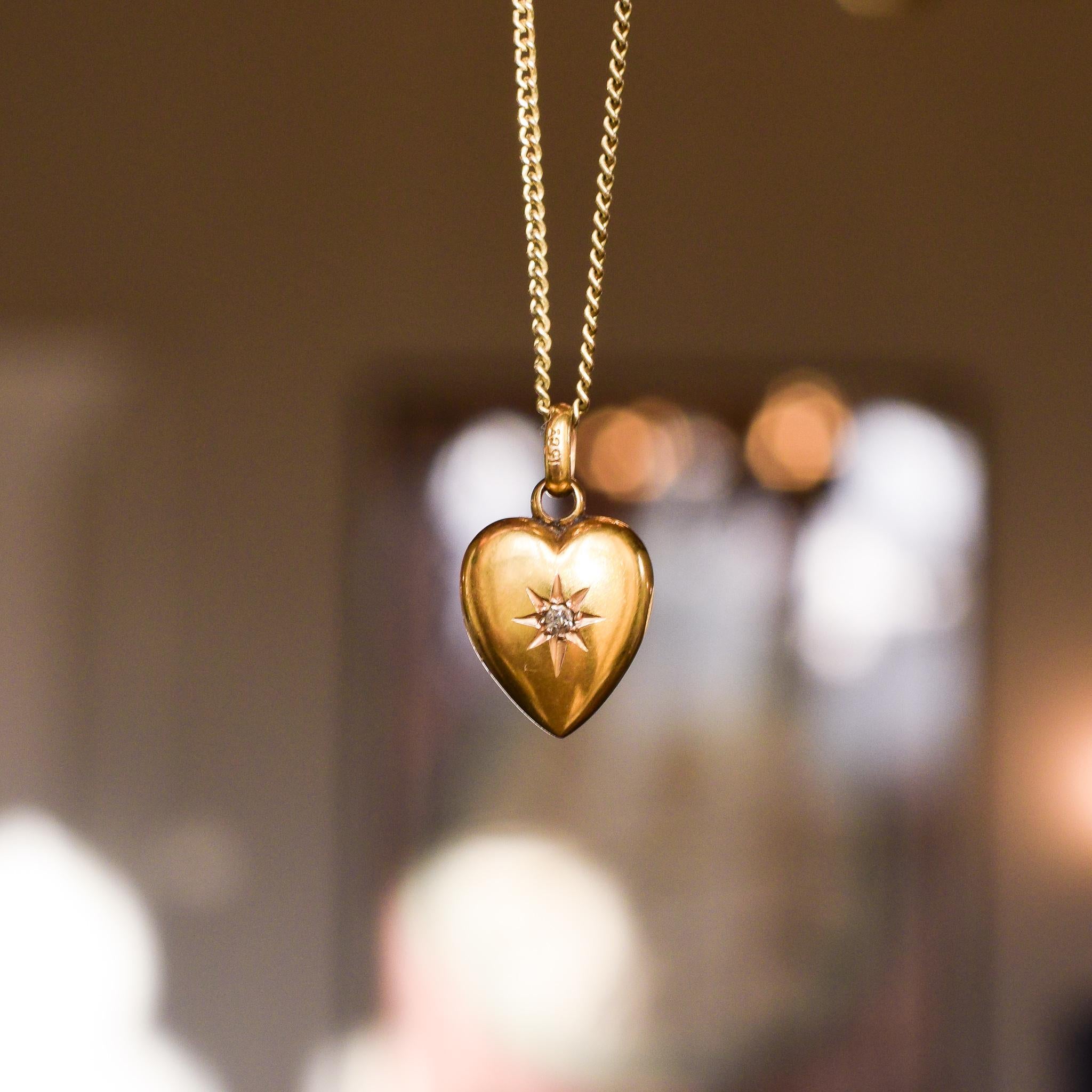Antique Edwardian Diamond Puffed Heart Locket 1