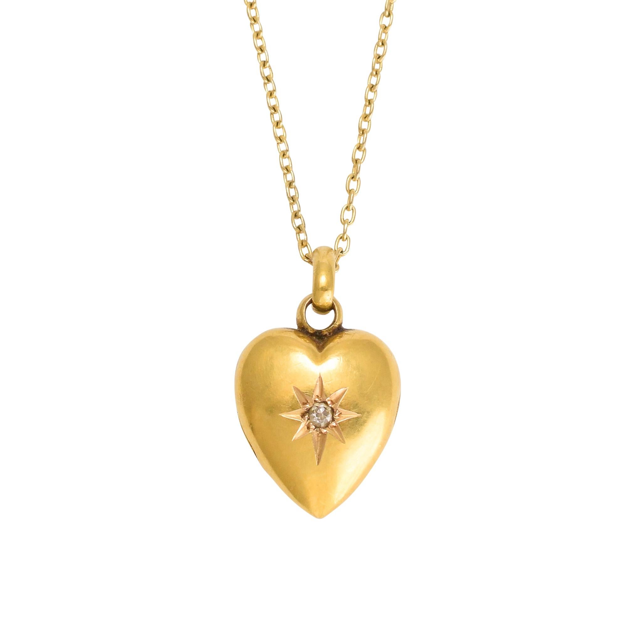Antique Edwardian Diamond Puffed Heart Locket