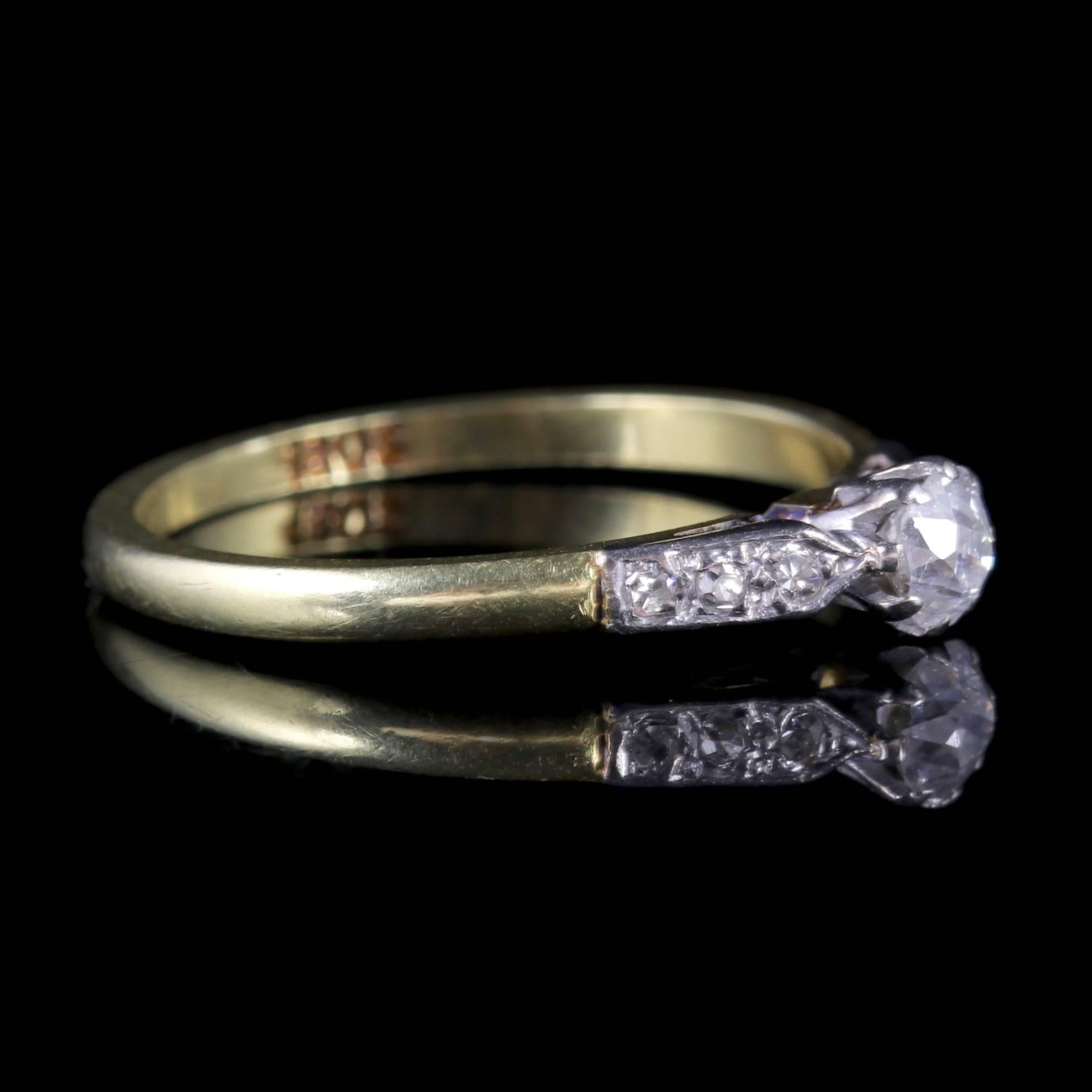 Women's Antique Edwardian Diamond Ring 18 Carat Gold Engagement Ring, circa 1915