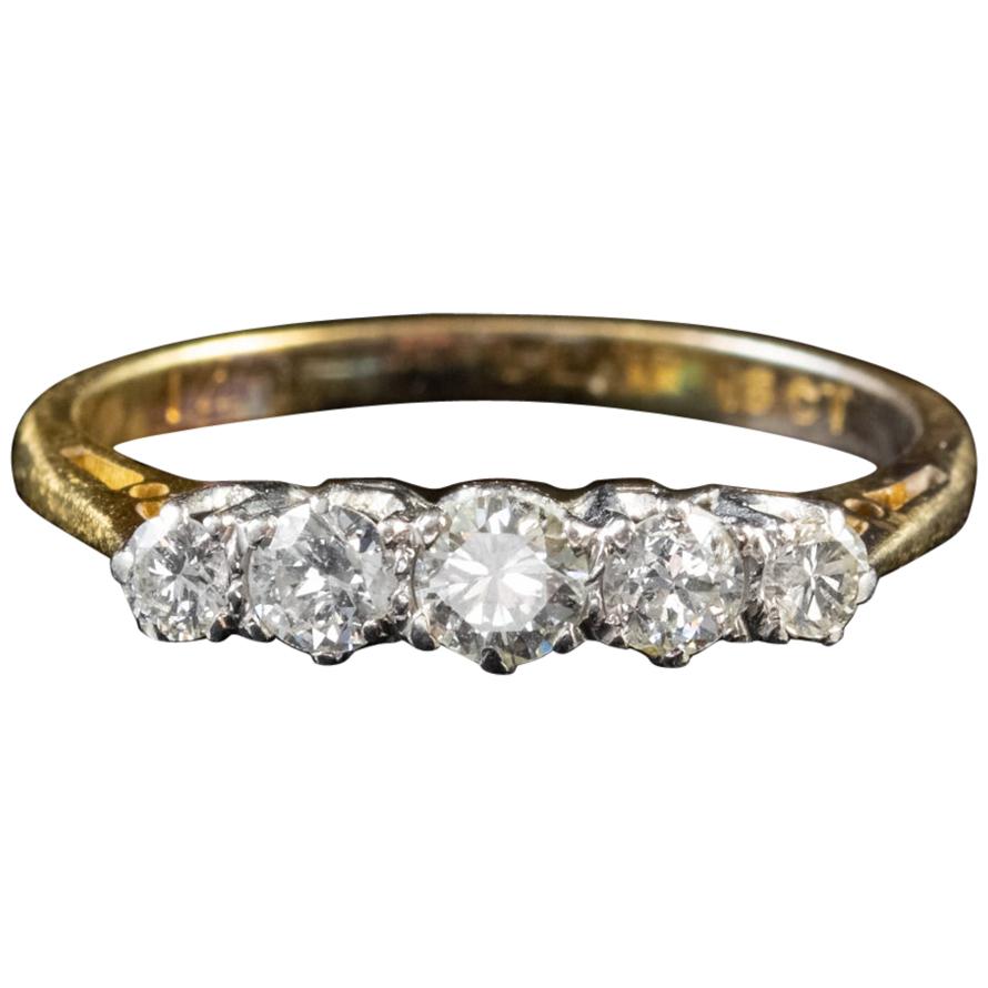 Antique Edwardian Diamond Ring 18 Carat Gold Platinum, circa 1910