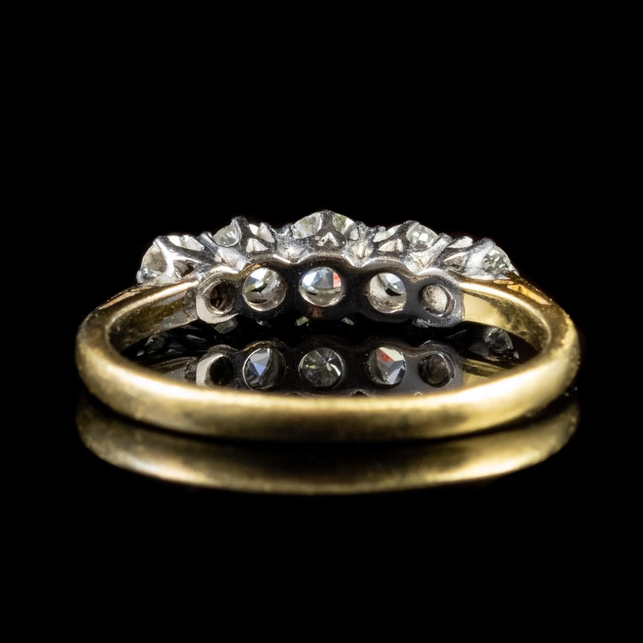 Victorian Antique Edwardian Diamond Ring 18 Carat Gold Platinum, circa 1910