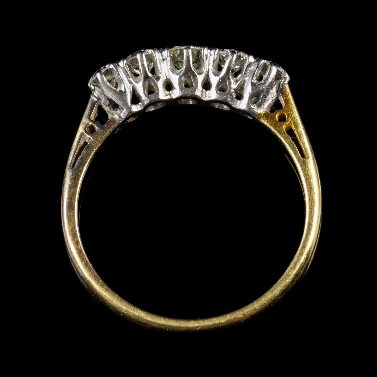 Women's Antique Edwardian Diamond Ring 18 Carat Gold Platinum, circa 1910