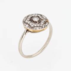 Antique Edwardian Diamond Ring 18k Platinum Sz 9 Round Fine Cocktail Jewelry
