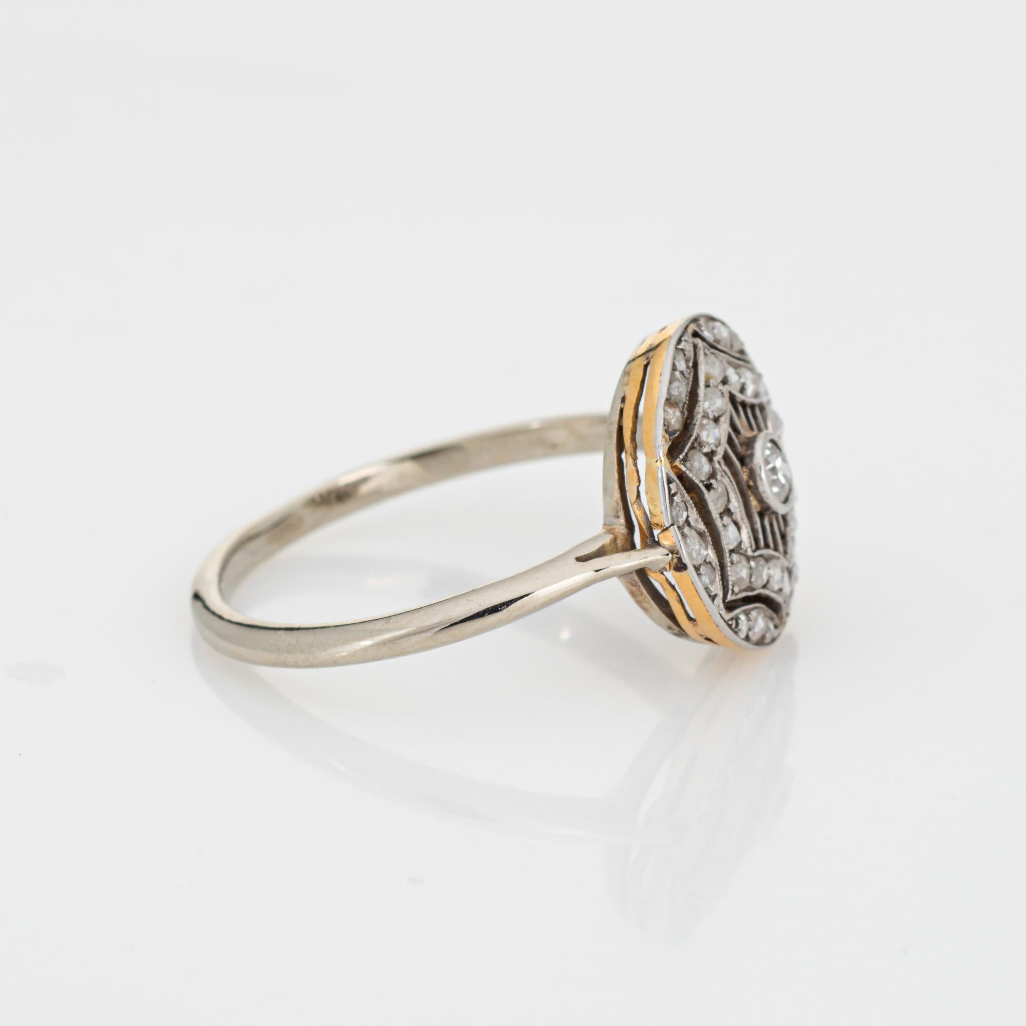 Old European Cut Antique Edwardian Diamond Ring 18k Platinum Sz 9 Round Fine Cocktail Jewelry For Sale