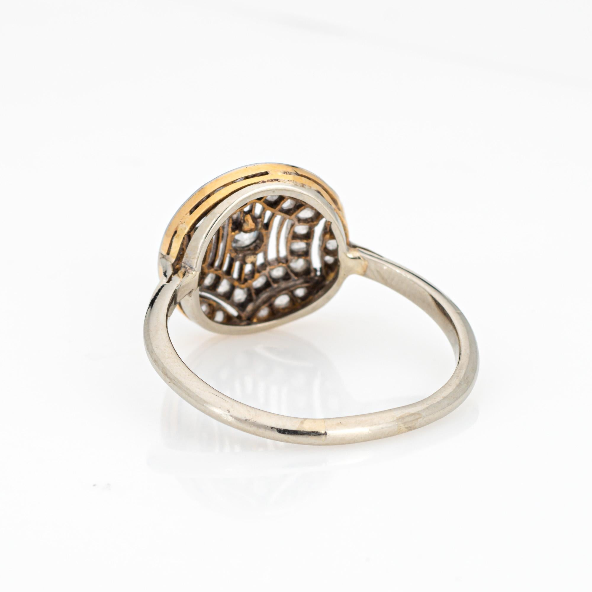Women's Antique Edwardian Diamond Ring 18k Platinum Sz 9 Round Fine Cocktail Jewelry For Sale