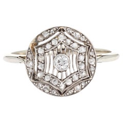 Antique Edwardian Diamond Ring 18k Platinum Sz 9 Round Fine Cocktail Jewelry