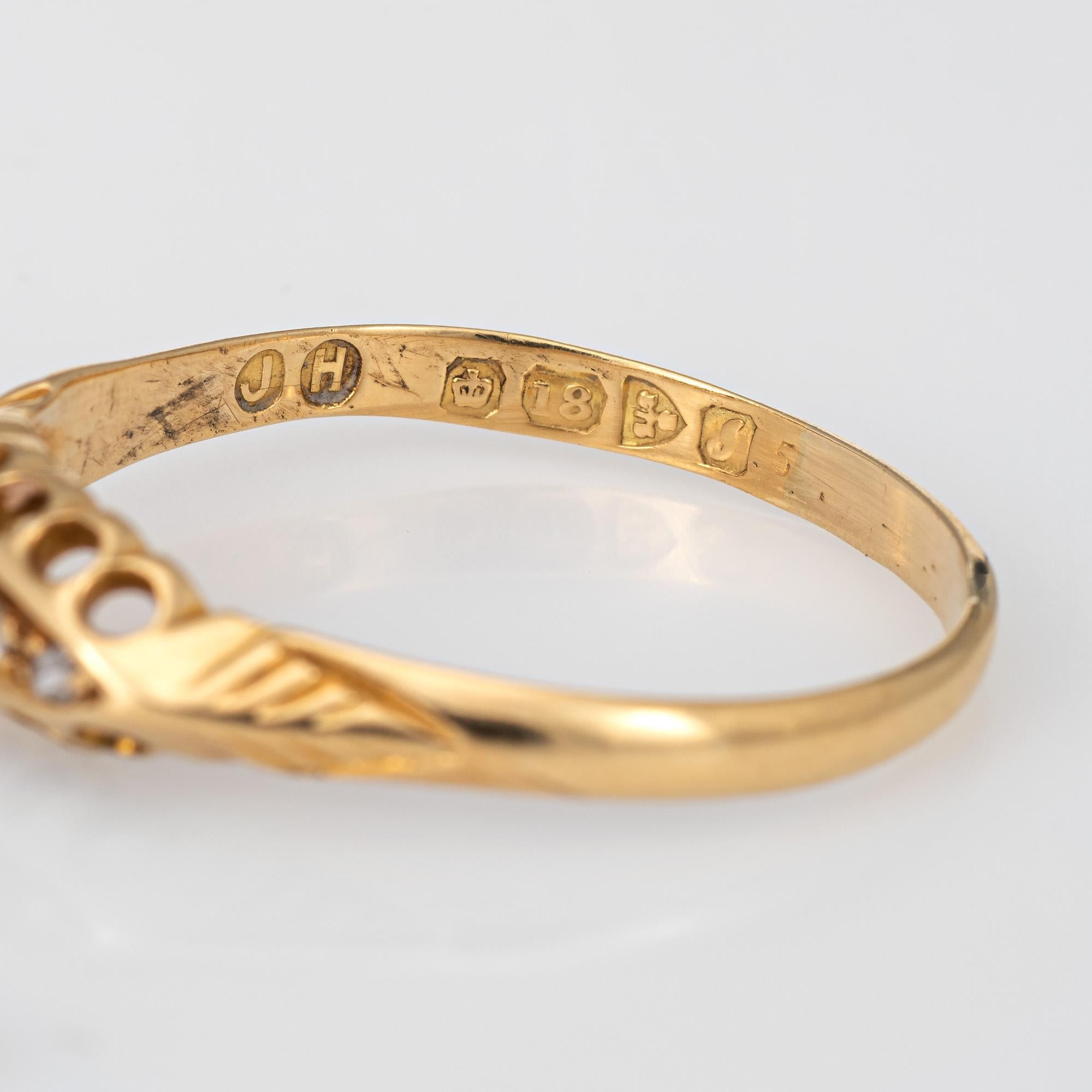 Antique Edwardian Diamond Ring 18k Yellow Gold Chester Hallmarks Fine Jewelry In Good Condition In Torrance, CA