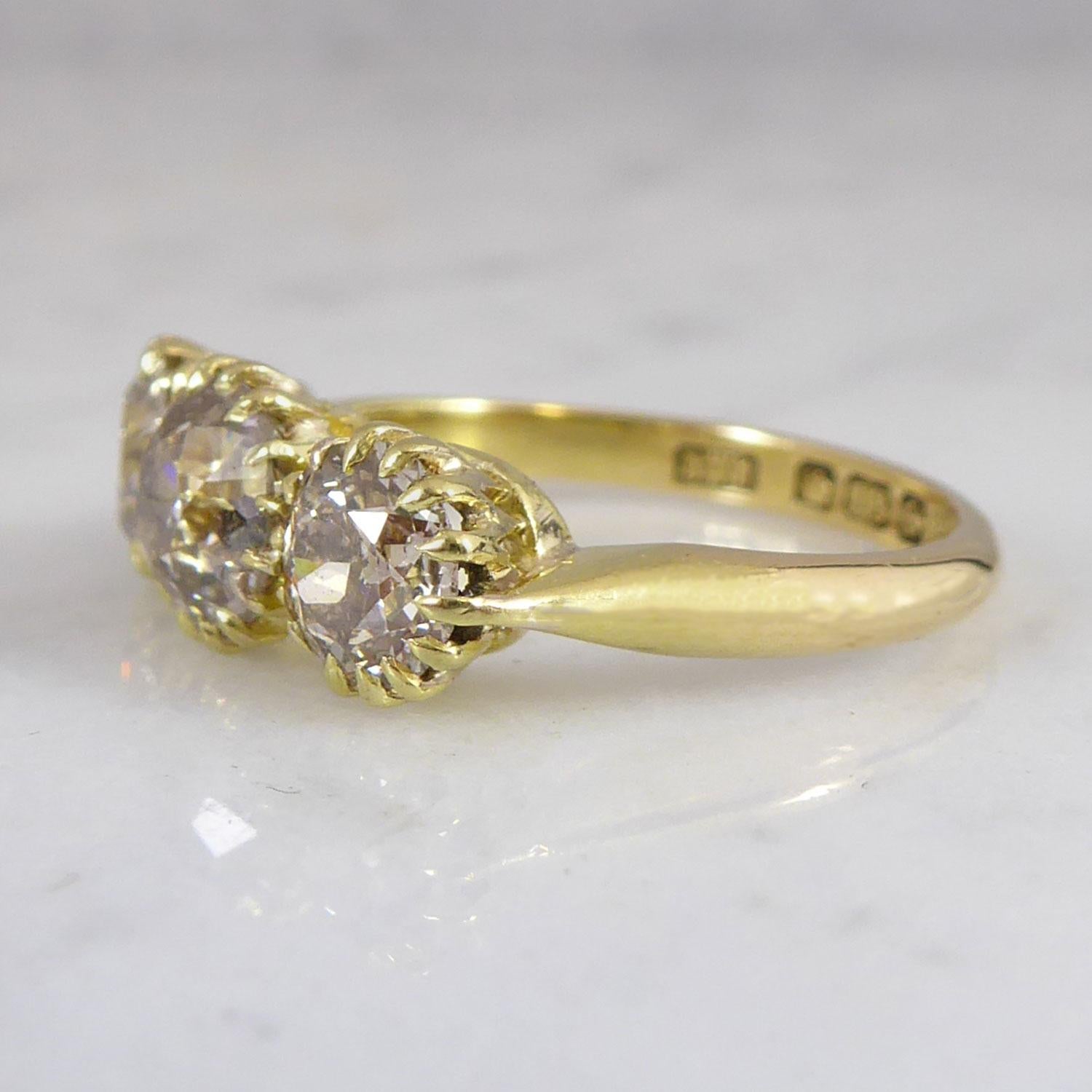 Antique Edwardian Diamond Ring 2.07 Carat, Hallmarked Birmingham, 1906-1907 1