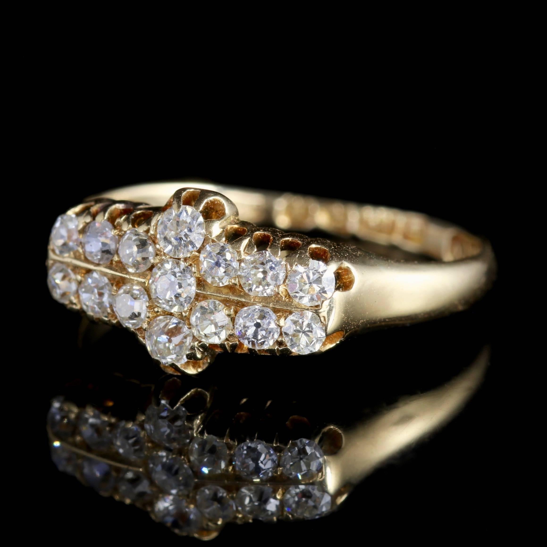 This fabulous antique Edwardian 18ct Yellow Gold ring boasts a gallery of sparkling Old cushion Cut Diamonds.

Diamond is the hardest mineral on Earth and this combined with its exceptional lustre and brilliant fire has made it the most highly